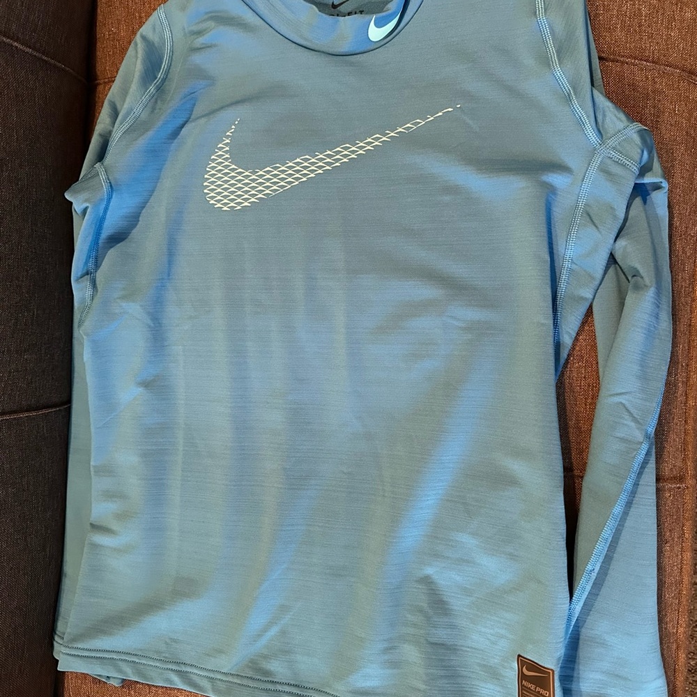 Nike Pro Blue Youth Dri Fit XL Long Sleeve Shirt - Picture 3 of 5